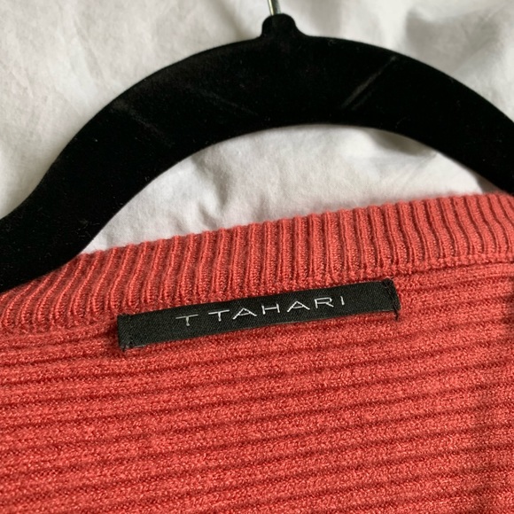 NWT T Tahari Terracotta Rose 🌹 Pink Cucoon Sweater Ribbed Button Up Cardigan💗 - Picture 7 of 12